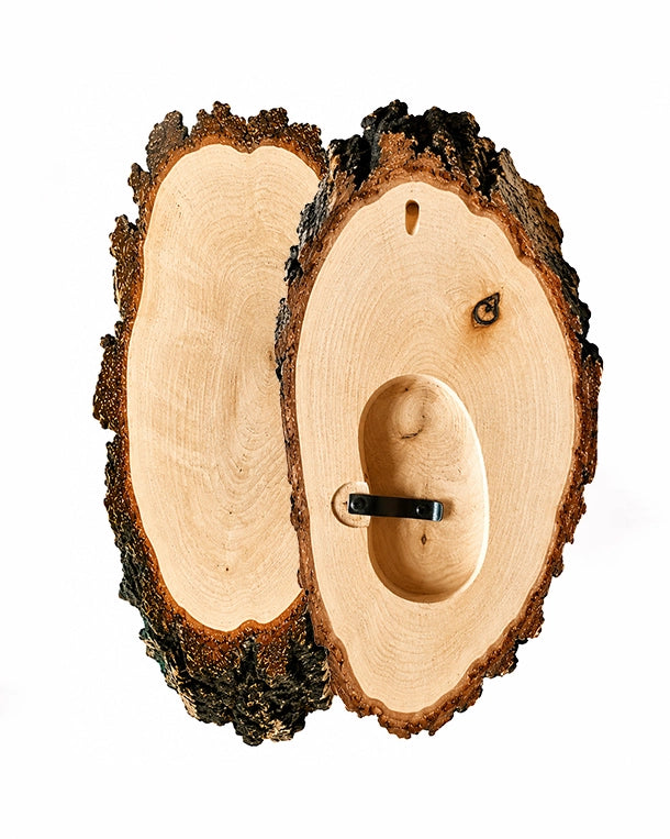 Handgefertigtes Birken Trophäenschild mit rustikaler Rinde zum Basteln, Gravieren und Montieren von Jagdtrophäen mit Kieferfach