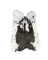 Schwarzes Schweizer Scheckenkaninchenfell vom Hauskaninchen (Oryctolagus cuniculus) mit natürlicher Fellstruktur