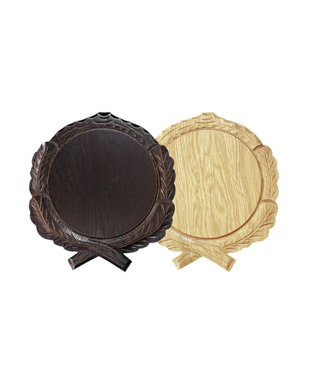 Carved oak shields for boar weapons