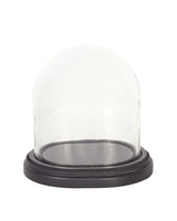 Handgefertigte Glaskuppel aus kristallklarem Glas mit stabilem Holzsockel; perfekt, um wertvolle Schädel, Präparate oder Kunstwerke staubfrei und elegant