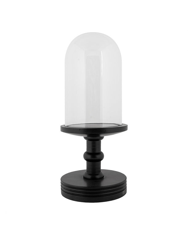 Handgefertigte Glaskuppel aus kristallklarem Glas mit stabilem Holzsockel; perfekt, um wertvolle Schädel, Präparate oder Kunstwerke staubfrei und elegant