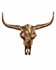 Kupfer Longhorn Schädel aus Aluminium als moderne Wanddekoration.
