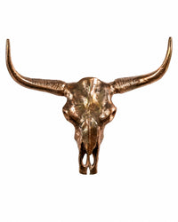 Kupfer Longhorn Schädel aus Aluminium als moderne Wanddekoration.